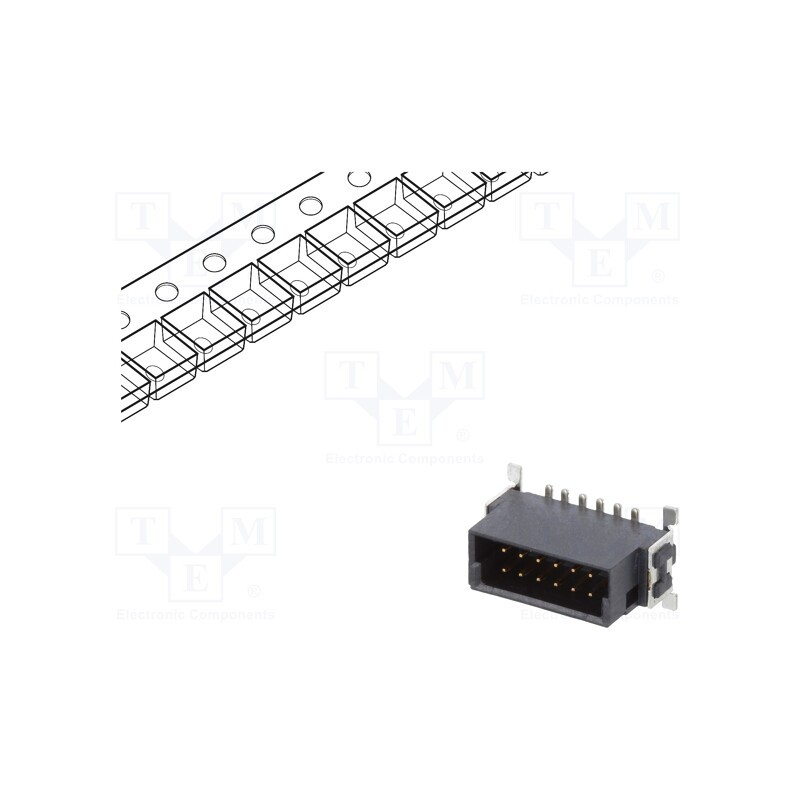 10 pcs : ESMC-M-12-SGS-SMT-A-PP-T/R - Connector: PCB to PCB, male, PIN: 12, 1.27mm, -55÷125°C, UL94V-0