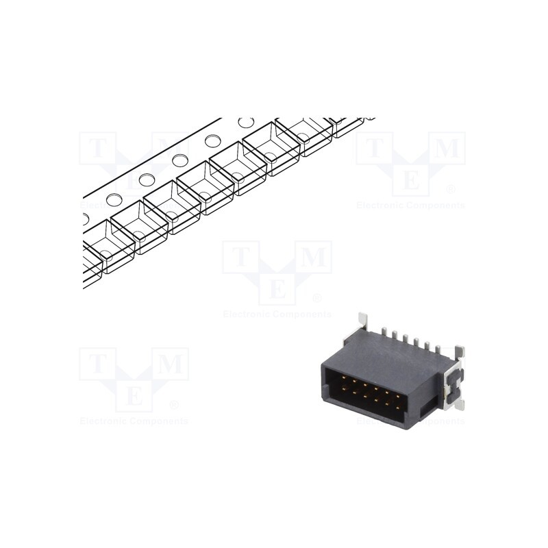 10 pcs : ESMC-M-12-SGS-SMT-B-PP-T/R - Connector: PCB to PCB, male, PIN: 12, 1.27mm, -55÷125°C, UL94V-0