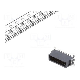 10 pcs : ESMC-M-16-SGS-SMT-A-PP-T/R - Connector: PCB to PCB, male, PIN: 16, 1.27mm, -55÷125°C, UL94V-0
