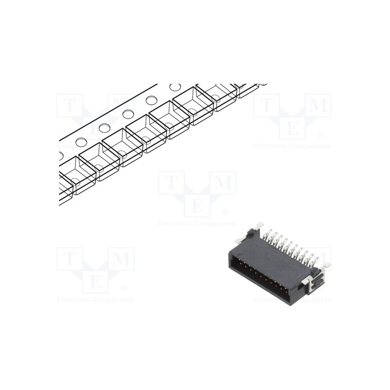 10 pcs : ESMC-M-20-SGR-SMT-T/R - Connector: PCB to PCB, male, PIN: 20, 1.27mm, -55÷125°C, UL94V-0