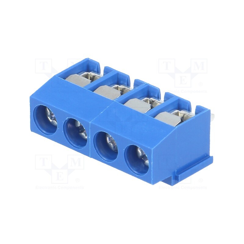 10 pcs : ETB11040B000Z - PCB terminal block, angled 90°, 5mm, ways: 4, on PCBs, 2.5mm2, 8A