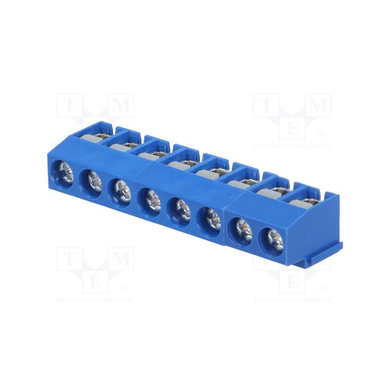 10 pcs : ETB11080B000Z - PCB terminal block, angled 90°, 5mm, ways: 8, on PCBs, 2.5mm2, 8A