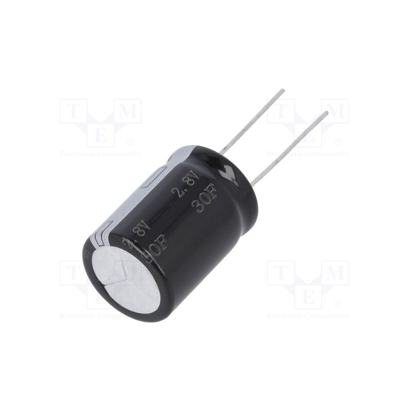 10 pcs : BRP002R8L306FB - Supercapacitor, THT, 30F, 2.8VDC, ±20%, Ø18x25mm, 25mΩ, -40÷65°C