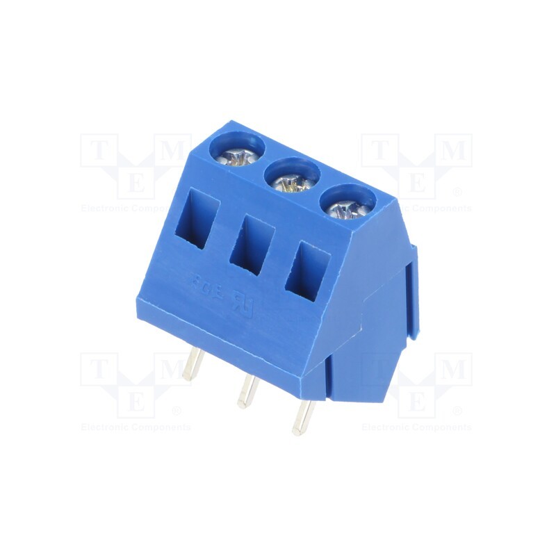 10 pcs : ETB15030B000S - PCB terminal block, angled 35°, 5mm, ways: 3, on PCBs, 2.5mm2, 10A