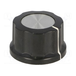 10 pcs : G26-S - Knob, with flange, bakelite, Øshaft: 6.35mm, Ø24x16mm, silver