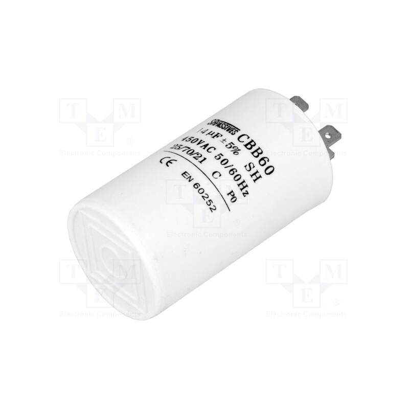 10 pcs : CBB60A-14/450 - Capacitor: motors, run, 14uF, 450V, Ø40x70mm, -25÷70°C, ±5%, 3000h