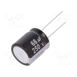 10 pcs : EEUEB2E680S - Capacitor: electrolytic, THT, 68uF, 250VDC, Ø18x20mm, Pitch: 7.5mm