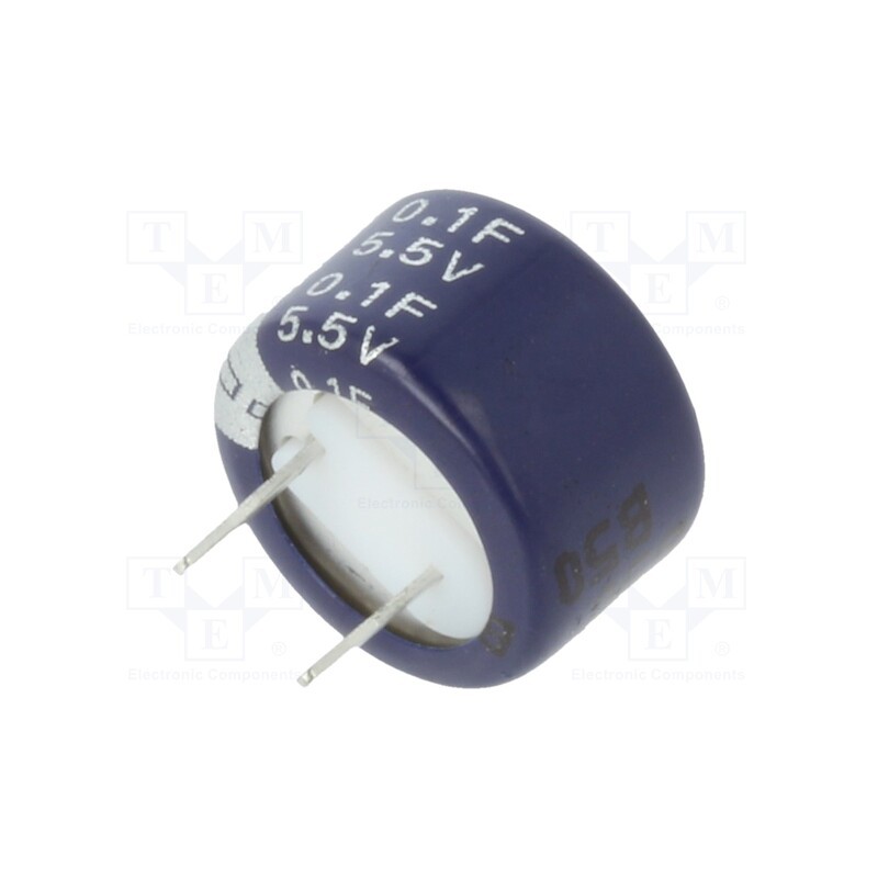 10 pcs : KW-5R5C104-R - Supercapacitor, THT, 100mF, 5.5VDC, -20÷80%, Ø13.5x8.3mm, 50Ω