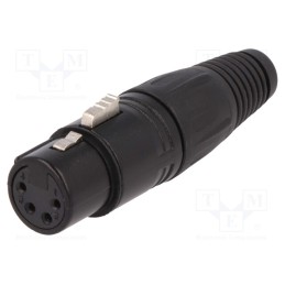10 pcs : FC6151 - Plug, XLR, female, PIN: 4, straight, for cable, soldering, black