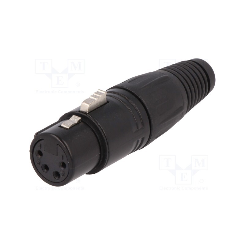 10 pcs : FC6151 - Plug, XLR, female, PIN: 4, straight, for cable, soldering, black