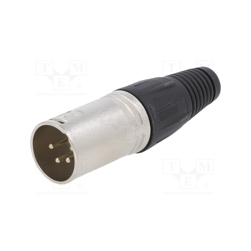 10 pcs : FC6155 - Plug, XLR, male, PIN: 4, straight, for cable, soldering, silver