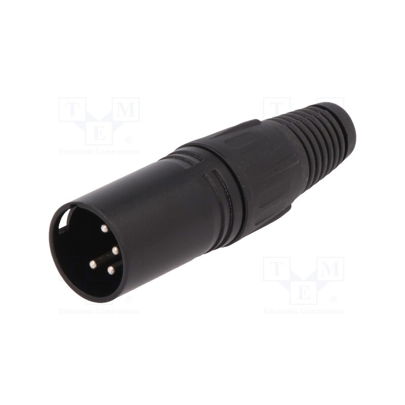 10 pcs : FC6156 - Plug, XLR, male, PIN: 4, straight, for cable, soldering, black, metal