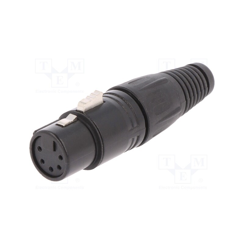 10 pcs : FC6166 - Plug, XLR, female, PIN: 5, straight, for cable, soldering, black