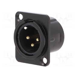 10 pcs : FC61905 - Socket, XLR, male, PIN: 3, additional earthing terminal, soldering