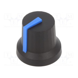 10 pcs : CL170846CR - Knob, with pointer, rubber,plastic, Øshaft: 6mm, Ø16.8x14.5mm
