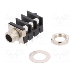 10 pcs : FCR11650EW - Socket, Jack 6,3mm, female, ways: 3, angled 90°, THT