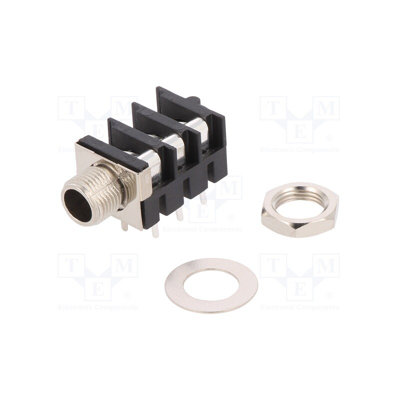 10 pcs : FCR11650EW - Socket, Jack 6,3mm, female, ways: 3, angled 90°, THT