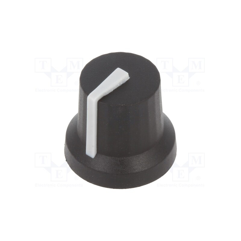 10 pcs : CL170844CR - Knob, with pointer, rubber,plastic, Øshaft: 6mm, Ø16.8x14.5mm