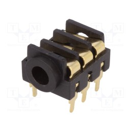 10 pcs : FCR1295G - Socket, Jack 3,5mm, female, stereo, ways: 3, THT, gold-plated