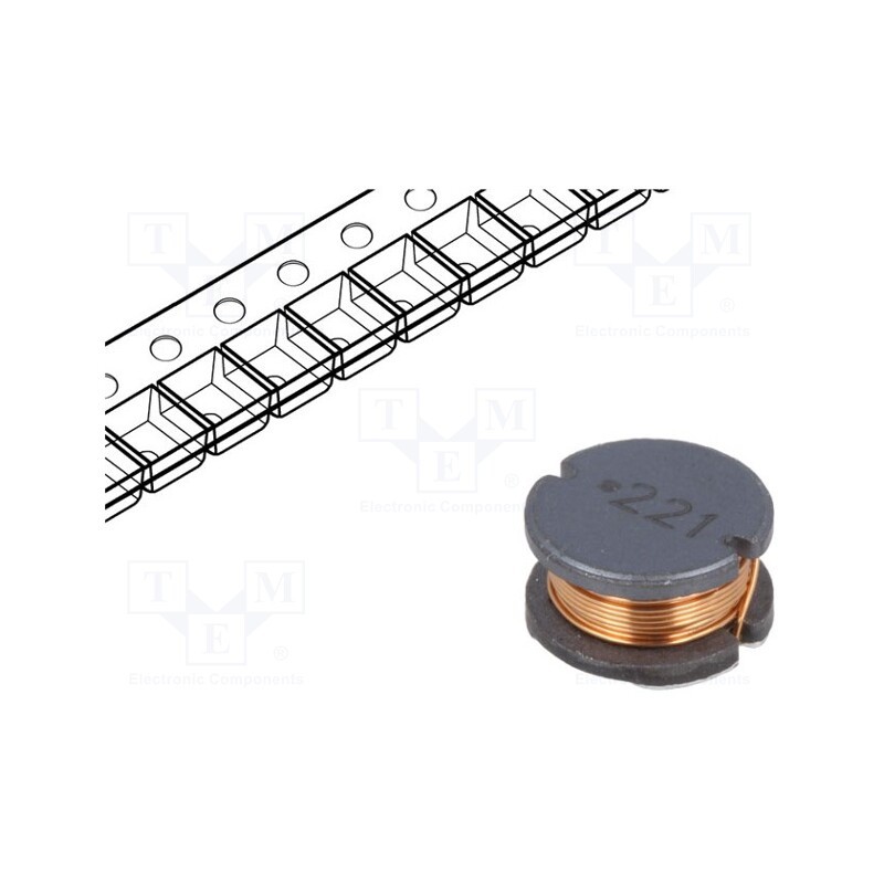 10 pcs : SDR1006-221KL - Inductor: wire, SMD, 220uH, 660mA, ±10%, Q: 12, Ø: 10mm, H: 6mm, 730mΩ