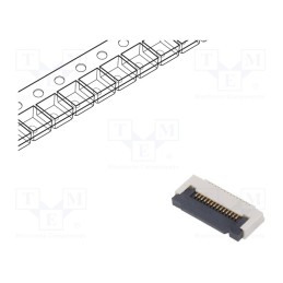 20 pcs : FFC2B35-14-G - Connector: FFC/FPC, horizontal, PIN: 14, ZIF, SMT, 50V, 0.4A, Mat: LCP