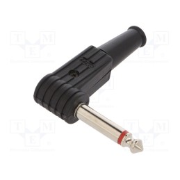 10 pcs : FM1105B - Plug, Jack 6,3mm, male, mono, ways: 2, angled 90°, for cable, black