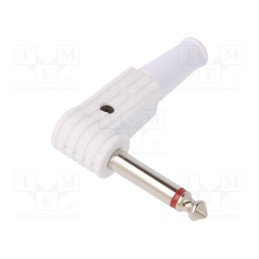 10 pcs : FM1105W - Plug, Jack 6,3mm, male, mono, ways: 2, angled 90°, for cable, white