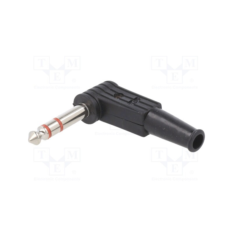 10 pcs : FM1106B - Plug, Jack 6,3mm, male, stereo, ways: 3, angled 90°, for cable