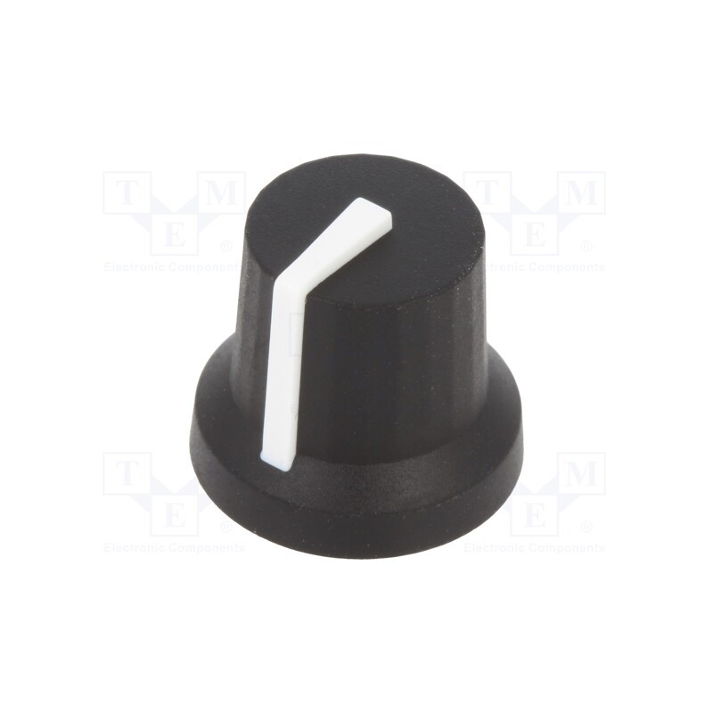 10 pcs : CL170841CR - Knob, with pointer, rubber,plastic, Øshaft: 6mm, Ø16.8x14.5mm