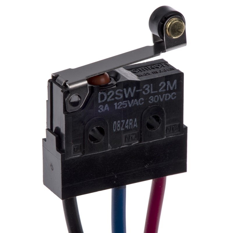 1 pcs - Omron Roller Lever Micro Switch, Pre-wired Terminal, 3 A @ 30 V dc, SPDT, IP67