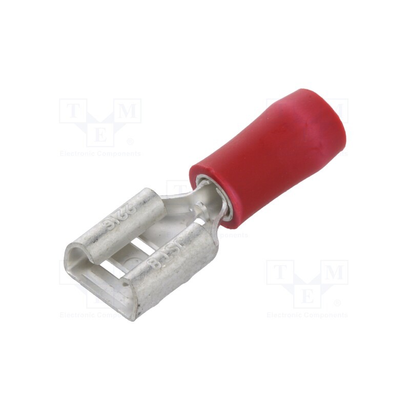 50 pcs : FVDDF1.25-250A RD (S)(LF) K - Terminal: flat, 6.3mm, 0.8mm, female, 0.5÷1.5mm2, crimped, red