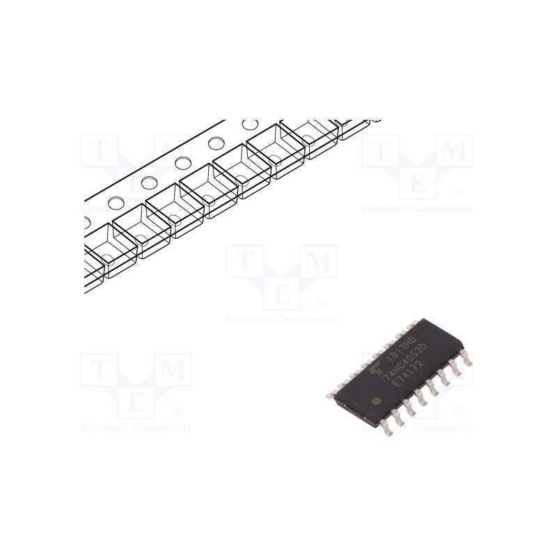 10 pcs : 74HC4052D(BJ) - IC: digital, demultiplexer,multiplexer, Ch: 2, C²MOS, SMD, SO16, HC
