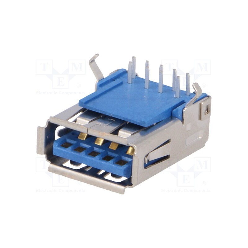 10 pcs : GSB311131HR - Socket, USB A, on PCBs, THT, angled 90°, USB 3.0, gold-plated