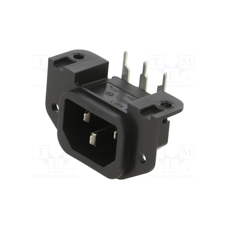 10 pcs : GSP1.810E.1 - Connector: AC supply, socket, male, 10A, 250VAC, IEC 60320, C14 (E)