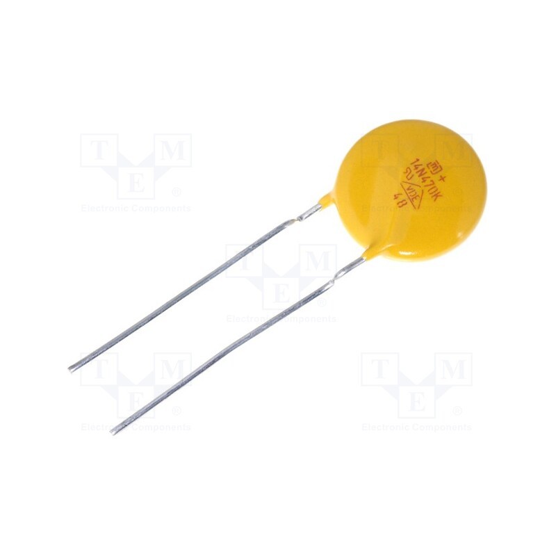 50 pcs : - Varistor: metal-oxide, THT, 30VAC, 38VDC, 47V, ±10%, 1kA, 15J, 100mW