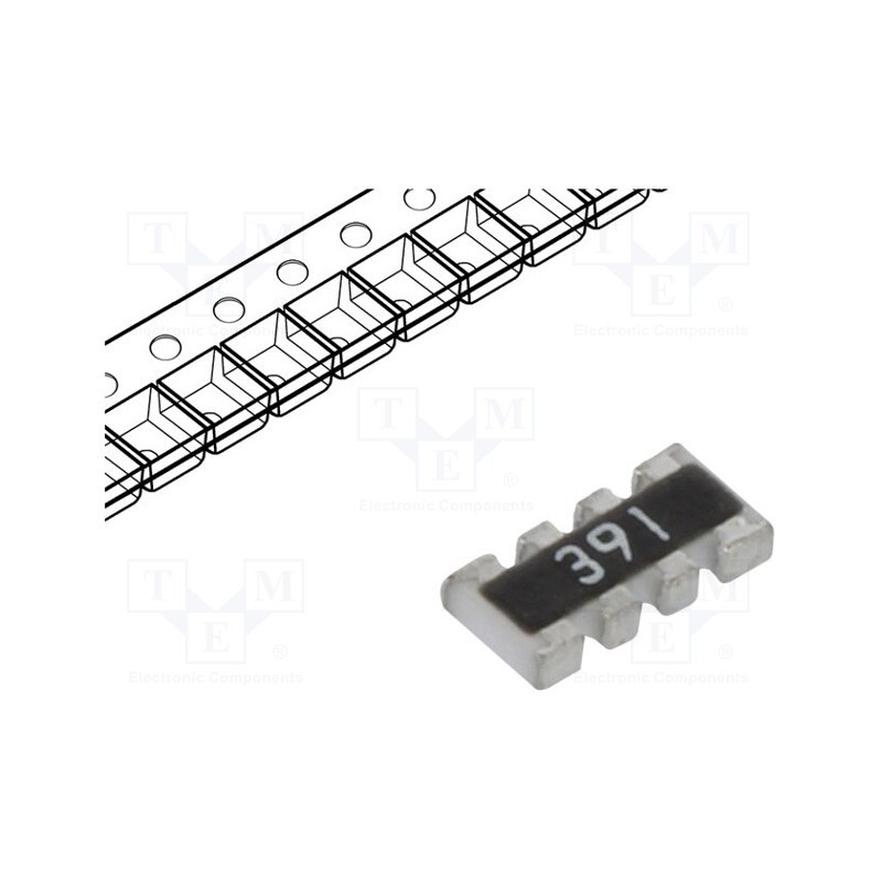 500 pcs : 4D03WGJ0391T5E - Resistor network: Y, SMD, R: 390Ω, ±5%, 62.5mW, No.of resistors: 4