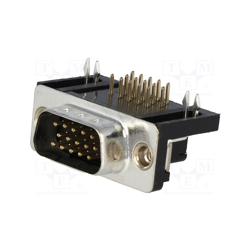 10 pcs : HDL15-PL-B - D-Sub HD, PIN: 15, socket, male, angled 90°, THT, UNC 4-40