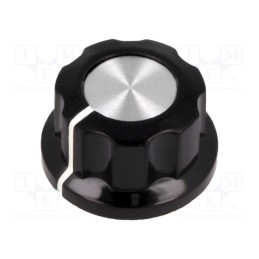 10 pcs : G22-S - Knob, with flange, bakelite, Øshaft: 6.35mm, Ø19x12.7mm, silver