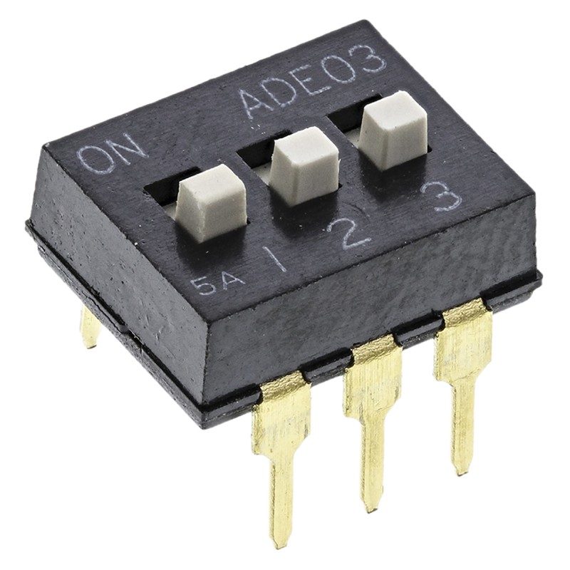 1 pcs - TE Connectivity 3 Way Through Hole DIP Switch SPST