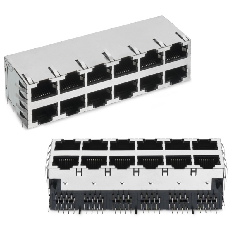 10 pcs - Wurth Elektronik WR-MJ Series Female RJ45 Connector, PCB Mount, Nickel Plated Bronze Shield