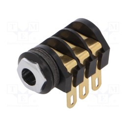 10 pcs : J/SKT S4/BBB/ST/GOLD/ASSEM - Socket, Jack 6,3mm, female, stereo,with triple switch, ways: 3