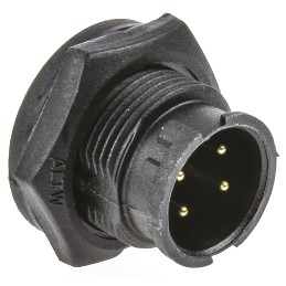 1 pcs - Amphenol Industrial Circular Connector, 4 Contacts, Panel Mount, Plug, Male, IP67, Ceres Series