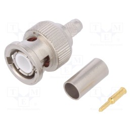 10 pcs : J01000F1255Y - Plug, BNC, male, straight, 50Ω, crimped, for cable, polyetylene