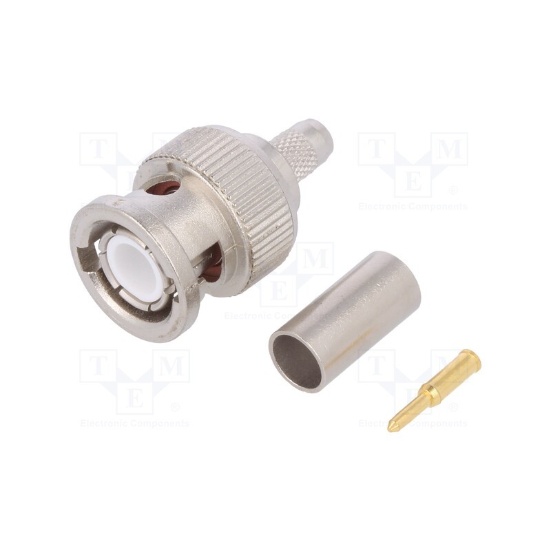 10 pcs : J01000F1255Y - Plug, BNC, male, straight, 50Ω, crimped, for cable, polyetylene