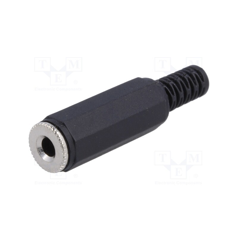 10 pcs : JC-121 - Plug, Jack 3,5mm, female, mono,with strain relief, ways: 2