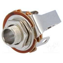 10 pcs : JC-124/6.35MM - Socket, Jack 6,3mm, female, open,stereo, ways: 3, 9mm
