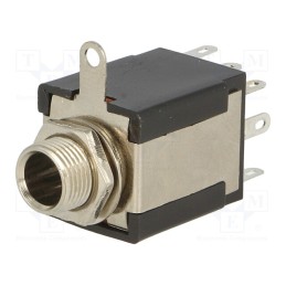 10 pcs : JC-210 - Socket, Jack 6,3mm, stereo,changeover contacts, ways: 3, straight