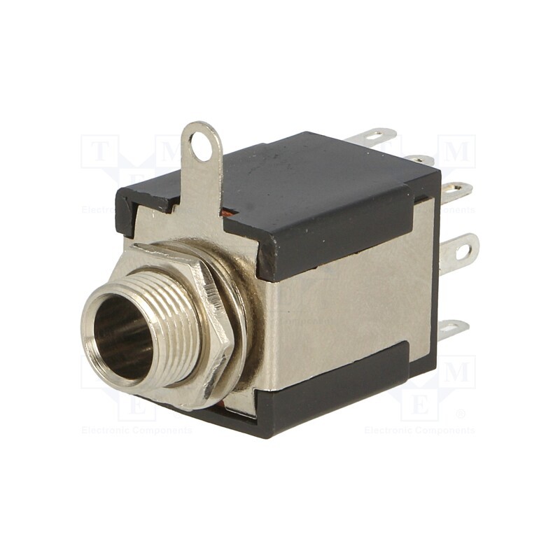 10 pcs : JC-210 - Socket, Jack 6,3mm, stereo,changeover contacts, ways: 3, straight