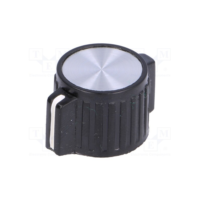 10 pcs : PN-25B - Knob, with pointer, Øshaft: 6mm, Ø25x14.1mm, screw fastening