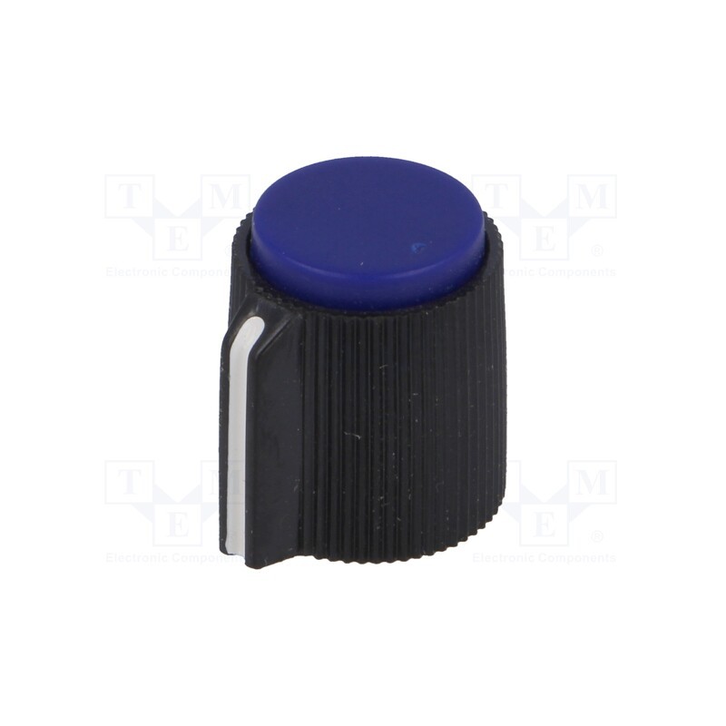 10 pcs : KK-12 - Knob, with pointer, plastic, Øshaft: 6.35mm, Ø13x15mm, blue